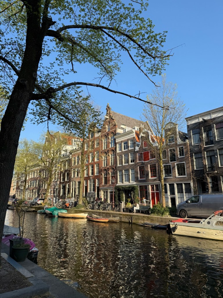 Canal view in the Jordaan neighborhood in Amsterdam. 