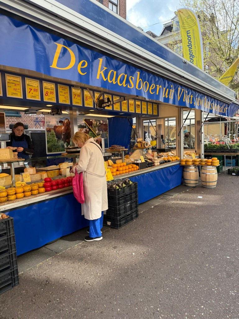 Cheese for sale at the Albert Cuyp market in Amsterdam. 