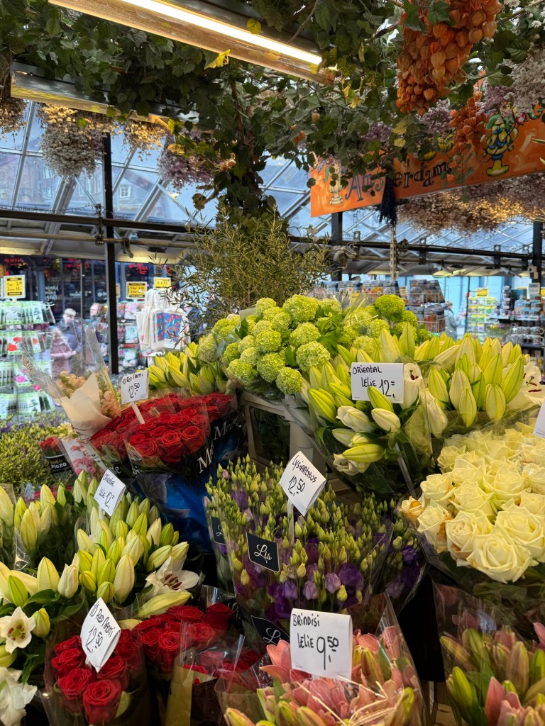 Flowers at the floating flower market in Amsterdam. 